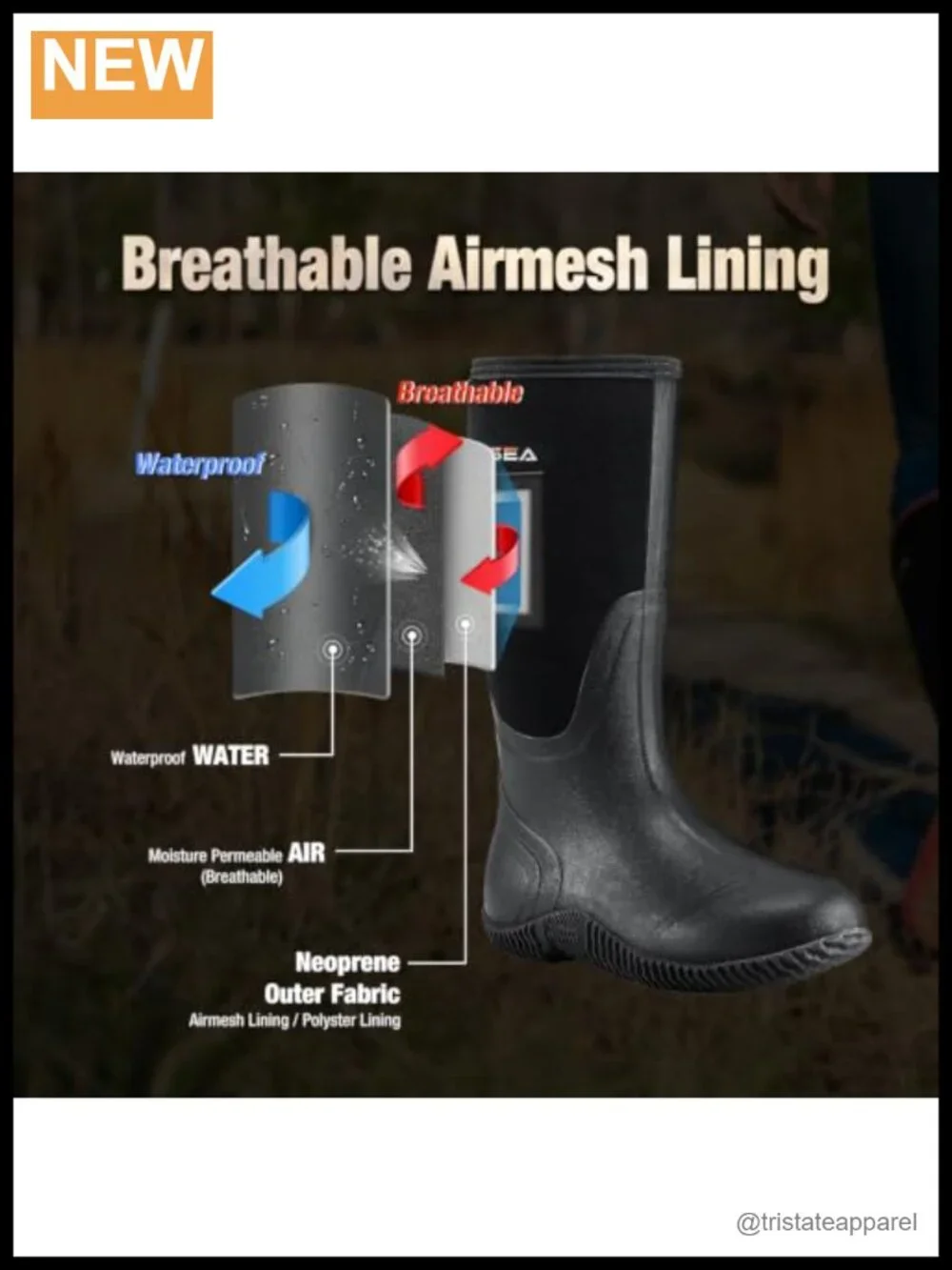 Women's Waterproof Insulated Neoprene Rubber Rain Boots Anti-Slip